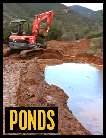 Ponds movie in the World Domination Gardening series with excavator and naturally sealed pond